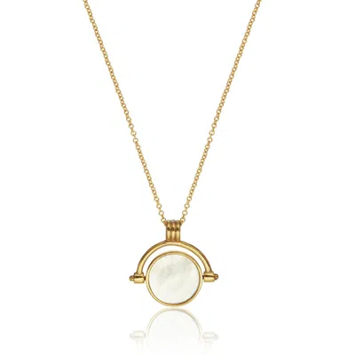 Lily & Roo Women's Gold Mother Of Pearl Spinning Disc Necklace