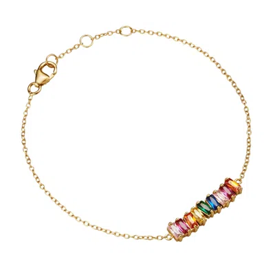 Lily & Roo Women's Gold Rainbow Gemstone Cluster Bracelet