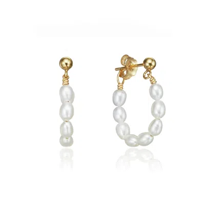 Lily & Roo Women's Gold Seed Pearl Hoop Earrings