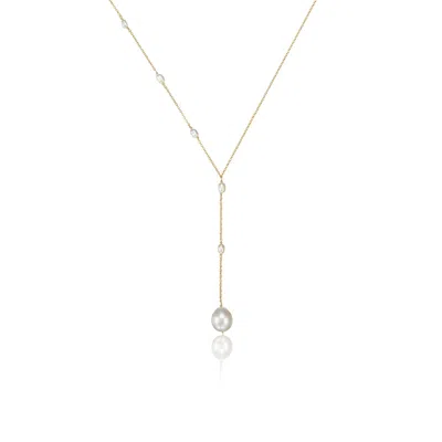 Lily & Roo Women's Gold Seed Pearl Lariat Necklace