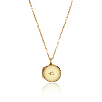 Lily & Roo Women's Gold Small Round Diamond Locket Necklace