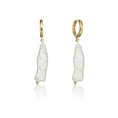 Lily & Roo Women's Gold / White Gold Baroque Pearl Shard Hoop Earrings In Multi