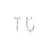 Lily & Roo Women's Silver Diamond Style Baguette Lobe Hoops In Silver