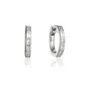 Lily & Roo Women's Silver Diamond Style Baguette Medium Hoop Earrings In Silver