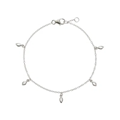 Lily & Roo Women's Silver Diamond Style Marquise Drop Bracelet