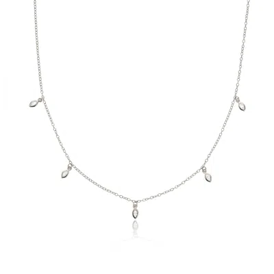 Lily & Roo Women's Silver Diamond Style Marquise Drop Necklace