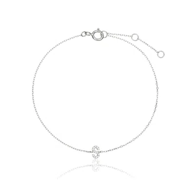 Lily & Roo Women's Silver Diamond Style Miniature Initial Letter Bracelet