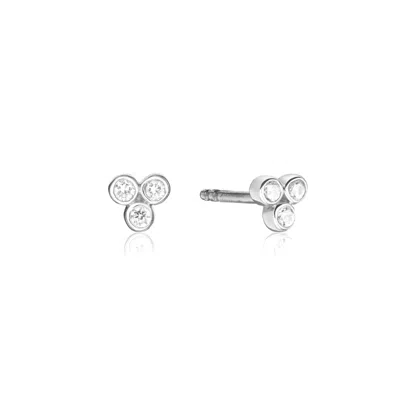 Lily & Roo Women's Silver Diamond Style Pyramid Stud Earrings