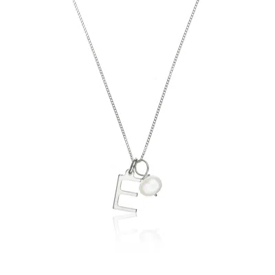 Lily & Roo Women's Silver Initial And Pearl Drop Necklace