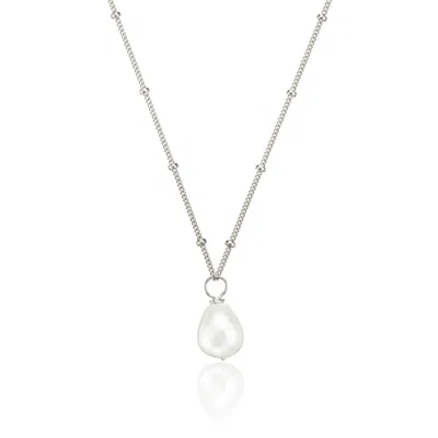 Lily & Roo Women's Silver Large Pearl Satellite Necklace