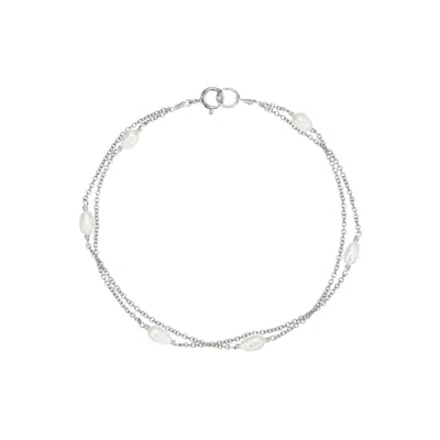 Lily & Roo Women's Silver Layered Seed Pearl Bracelet