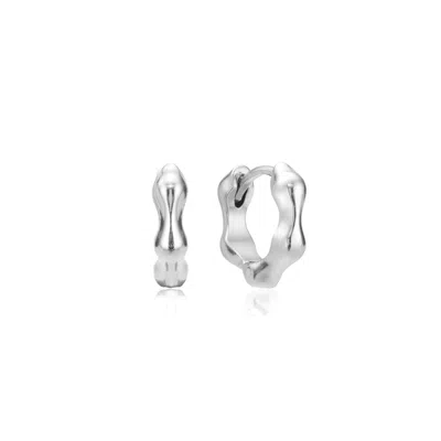 Lily & Roo Women's Silver Molten Huggie Hoop Earrings