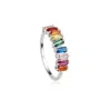 Lily & Roo Women's Silver Rainbow Gemstone Cluster Ring In Silver