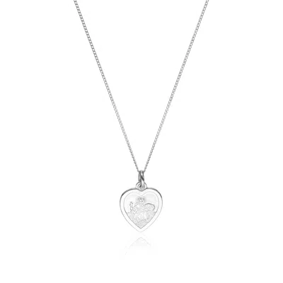 Lily & Roo Women's Silver Small Heart St Christopher Necklace
