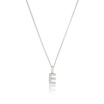 Lily & Roo Women's Silver Solid White Gold Genuine Diamond Initial Letter Necklace