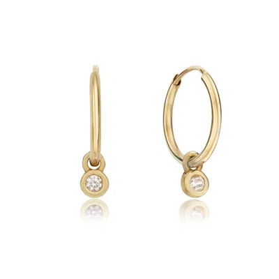 Lily & Roo Women's Silver Solid White Gold Mini Diamond Hoop Earrings