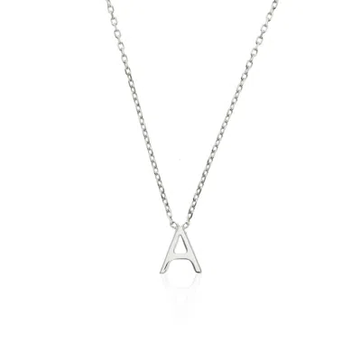 Lily & Roo Women's Silver Solid White Gold Miniature Initial Letter Necklace