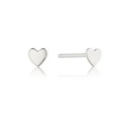 Lily & Roo Women's Silver Tiny Heart Stud Earrings
