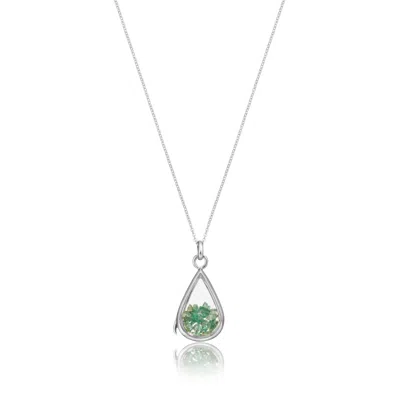 Lily & Roo Women's Sterling Silver Aventurine Birthstone Teardrop Locket