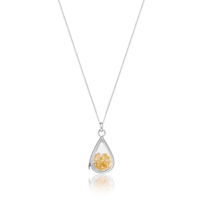 Lily & Roo Women's Sterling Silver Citrine Birthstone Teardrop Locket