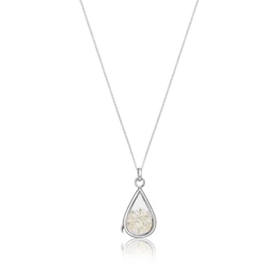 Lily & Roo Women's Sterling Silver Clear Quartz Birthstone Teardrop Locket