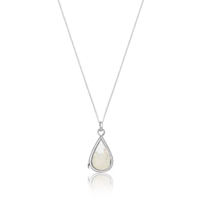 Lily & Roo Women's Sterling Silver Moonstone Birthstone Teardrop Locket