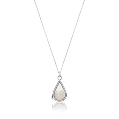 Lily & Roo Women's Sterling Silver Rose Quartz Birthstone Teardrop Locket