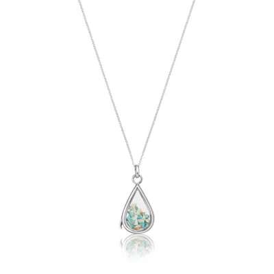 Lily & Roo Women's Sterling Silver Turquoise Birthstone Teardrop Locket