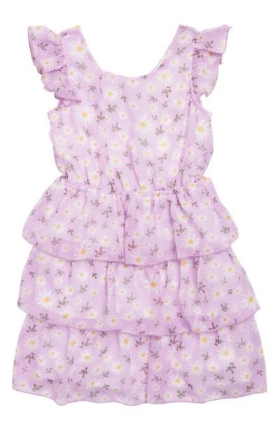 Lily Bleu Kids' Floral Tiered Dress In Orchid