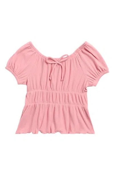 Lily Bleu Kids' Smocked Puff Sleeve Top In Pink