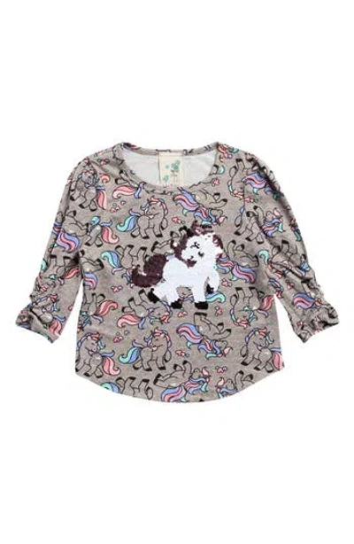 Lily Bleu Kids'  Sequin Unicorn Long Sleeve T-shirt In Gray