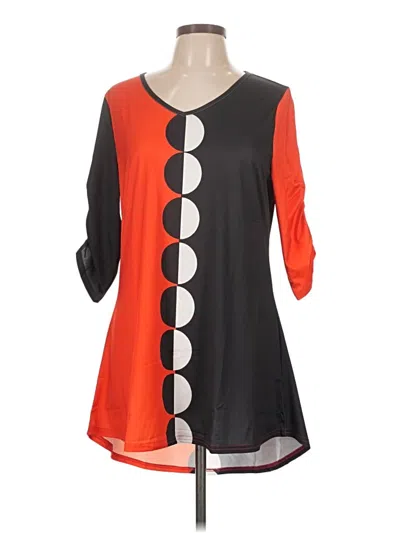 Lily By Firmiana 3/4 Sleeve Blouse In Orange