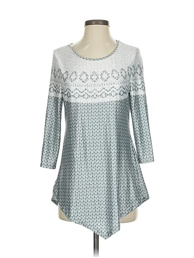 Pre-owned Lily By Firmiana 3/4 Sleeve Top Silver Scoop Neck Tops