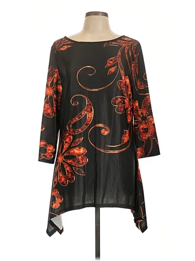 Pre-owned Lily By Firmiana Long Sleeve Top Black Boatneck Tops