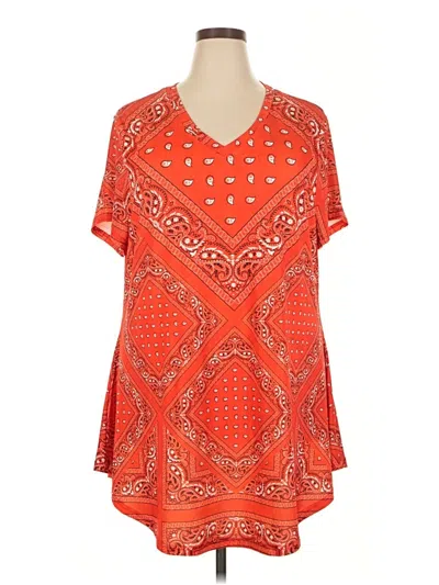 Pre-owned Lily By Firmiana Short Sleeve Blouse In Orange