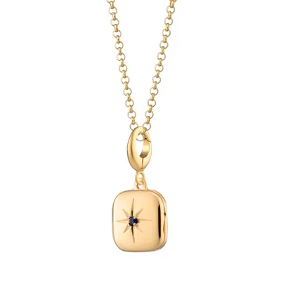 Lily Charmed Women's Blue / Gold Gold Plated Star Locket Necklace With Blue Stone