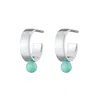 Lily Charmed Women's Blue / Silver Sterling Silver Wide Huggie Earrings With Turquoise Dot In Multi