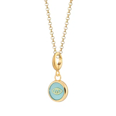 Lily Charmed Women's Gold / Blue Gold Plated Turquoise Eye Resin Capture Charm Necklace