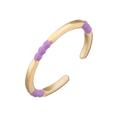 Lily Charmed Women's Gold / Orange Gold Plated Enamel Dot Stacking Ring - Purple In Multi