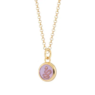 Lily Charmed Women's Gold / Pink / Purple Gold Plated Purple Snake Resin Capture Necklace