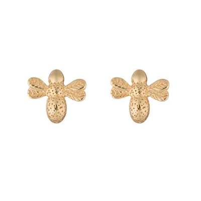 Lily Charmed Women's Gold Plated Bee Stud Earrings - Bumblebee Earrings