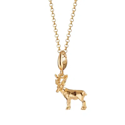 Lily Charmed Women's Gold Plated Christmas Reindeer Charm Necklace