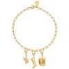 Lily Charmed Women's Gold Plated Cowboy Oval Link Charm Bracelet In Gold
