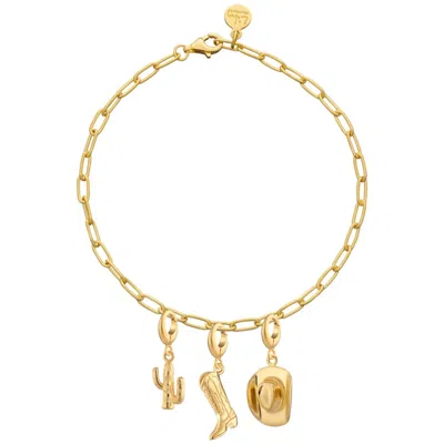 Lily Charmed Women's Gold Plated Cowboy Oval Link Charm Bracelet