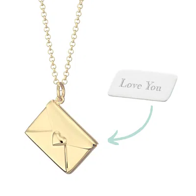 Lily Charmed Women's Gold Plated Envelope Charm Necklace With Engraved Insert - Love You