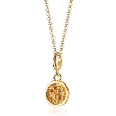 Lily Charmed Women's Gold Plated Fiftieth Birthday Charm Necklace