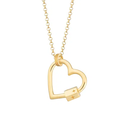 Lily Charmed Women's Gold Plated Heart Carabiner Charm Collector Necklace