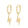 Lily Charmed Women's Gold Plated Lightning Bolt Charm Hoop Earrings In Gold