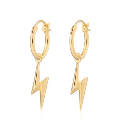 Lily Charmed Women's Gold Plated Lightning Bolt Charm Hoop Earrings