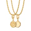 Lily Charmed Women's Gold Plated Manifest Love Charm Necklace With Twisted Rope Chain